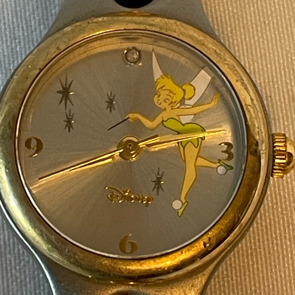 Disney Accessories - Tinker Bell Disney Watch 2 Tone Gold Silver Crystal Accent Adjustable Peter Pan